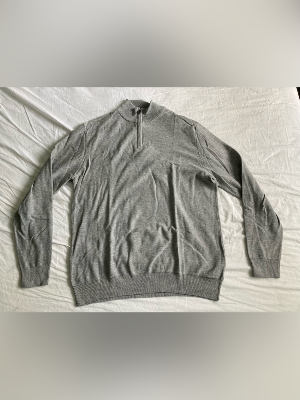 Mens Grey Cotton Quarter Zip Lachlan Size L